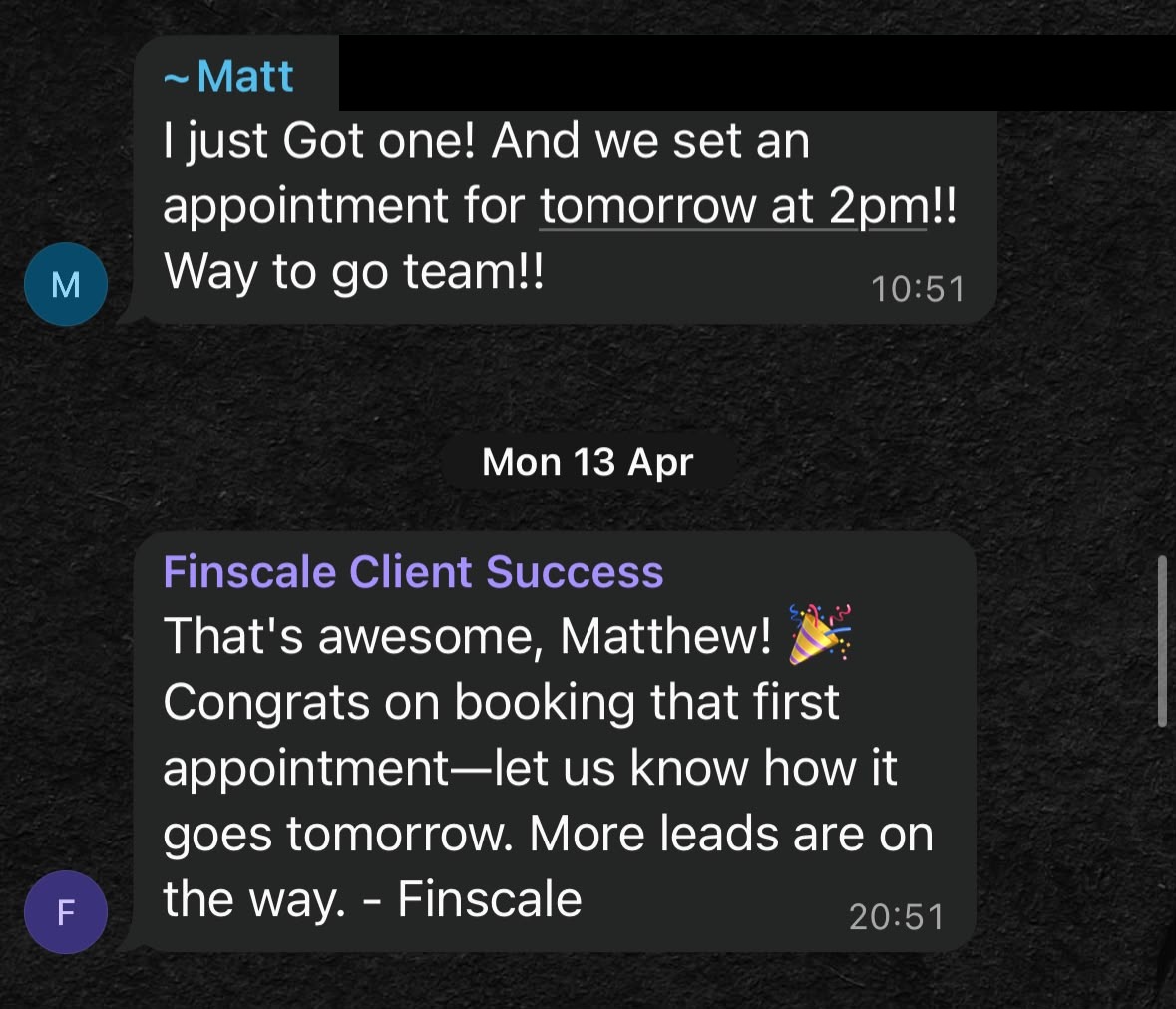 Advisor check-in message