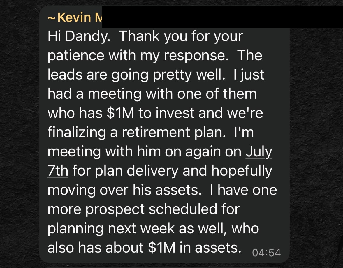Advisor check-in message