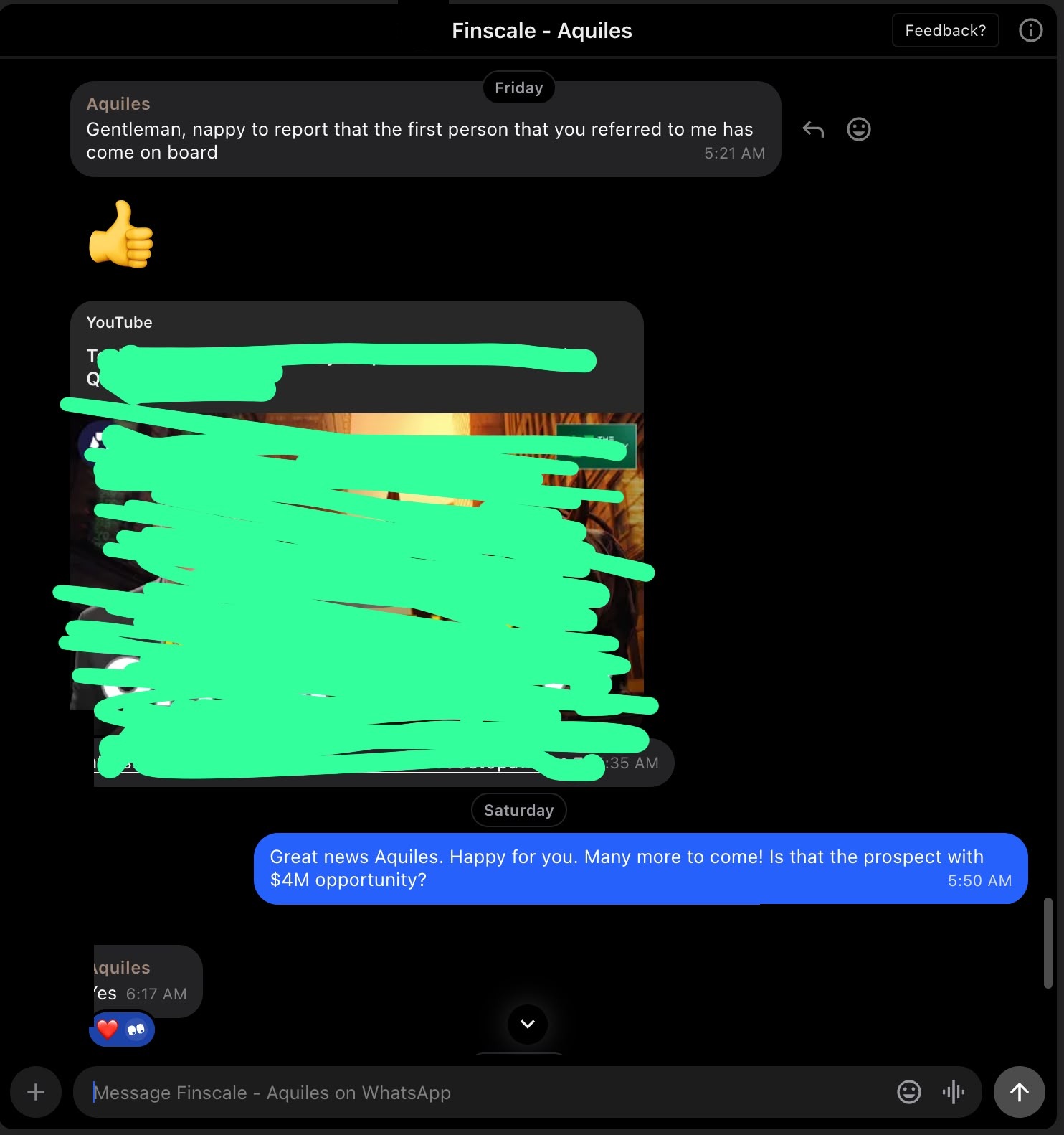 Advisor check-in message